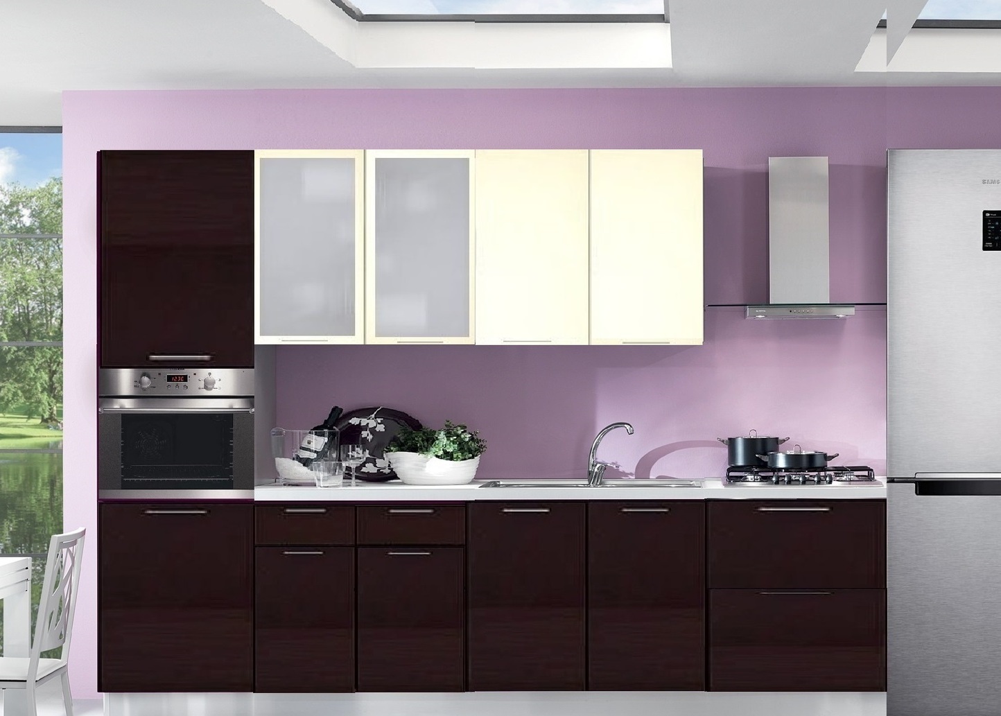 Кухня Ксения 2,8м (комп. 79), цвет Ваниль/Шоколад