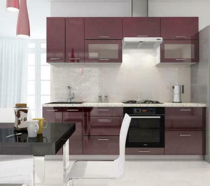 Кухня Ксения 2,4м (комп. 44ВСТР.1), цвет фасадов Бордо