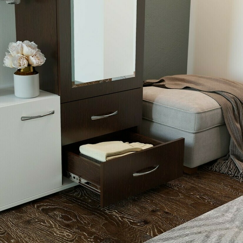 Маленькая готовая прихожая Осло-1 со шкафом, зеркалом и полками Прихожая Осло-1 Белый/Венге