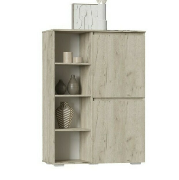 Норд Дуб Крафт серый Пенал низкий Гостиная Норд Дуб Крафт серый (модульная гостиная Норд белый гладкий)