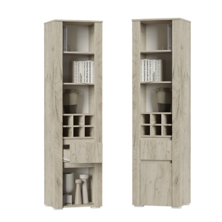 Норд Дуб Крафт серый Пенал высокий Гостиная Норд Дуб Крафт серый (модульная гостиная Норд белый гладкий)