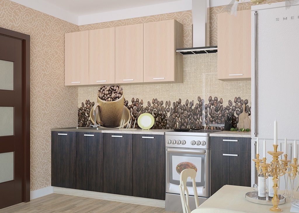 Кухня Дина 2,1м (комп.23) Дуб белёный/Венге