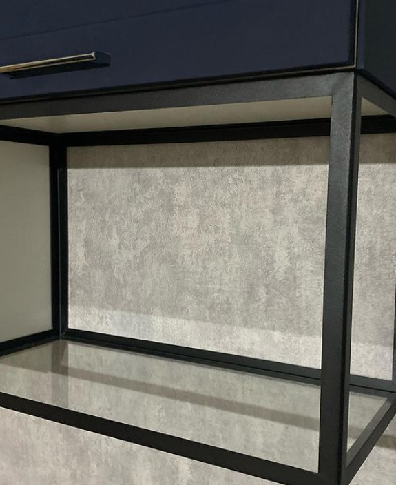 Модульная кухня Неаполь МДФ софт : фасады Синий софт, каркасная система Смарт Куб (Smartcube)