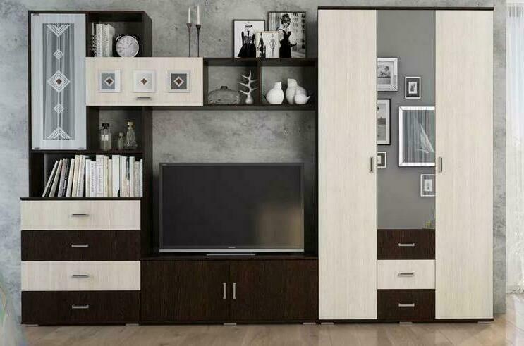 Стенка в гостиную Белла (Яна) 3,2м Венге/Ясень белый 