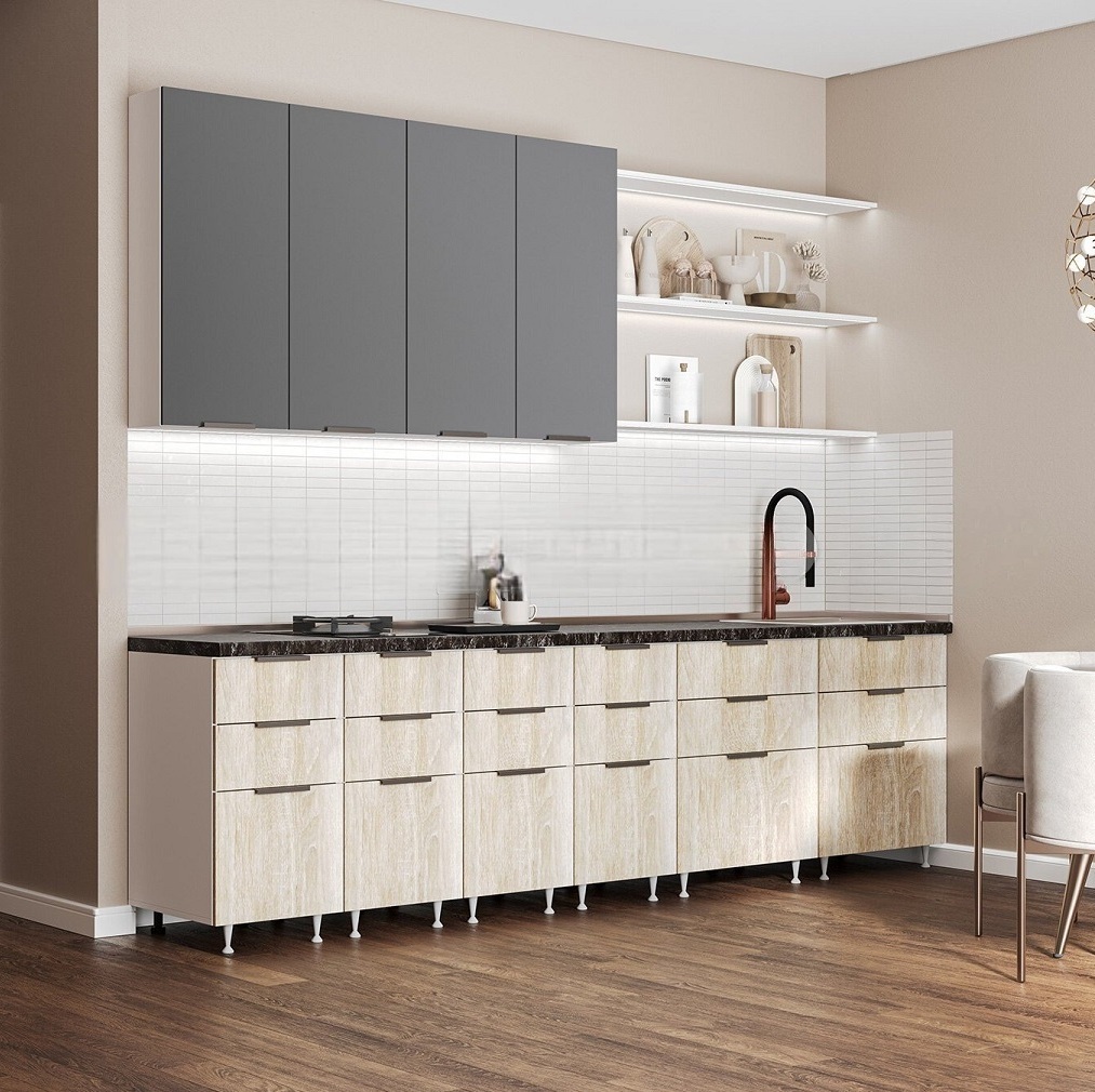 Кухня Саванна - модульная кухня Саванна МДФ Графит/Сонома Кухня Саванна - модульная кухня Саванна МДФ Графит/Сонома