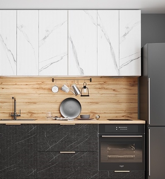 Модульная кухня Тиффани-1 МДФ Мрамор белый/Мрамор черный Модульная кухня Тиффани-1 МДФ Мрамор белый/Мрамор черный