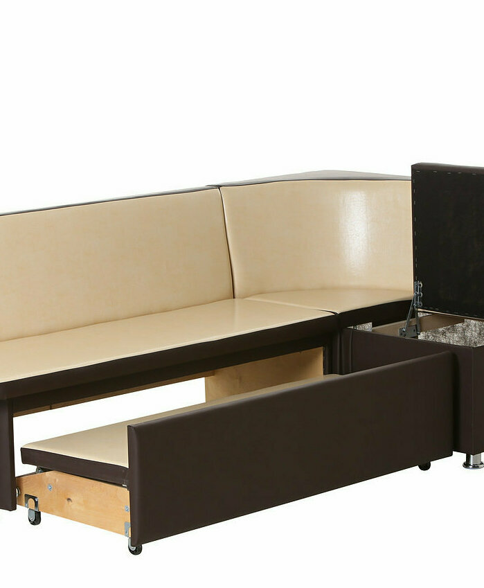 Кухонный раскладной угловой диван Ирэн тканевый со спальным местом и местом для хранения - купить недорого в СПб 