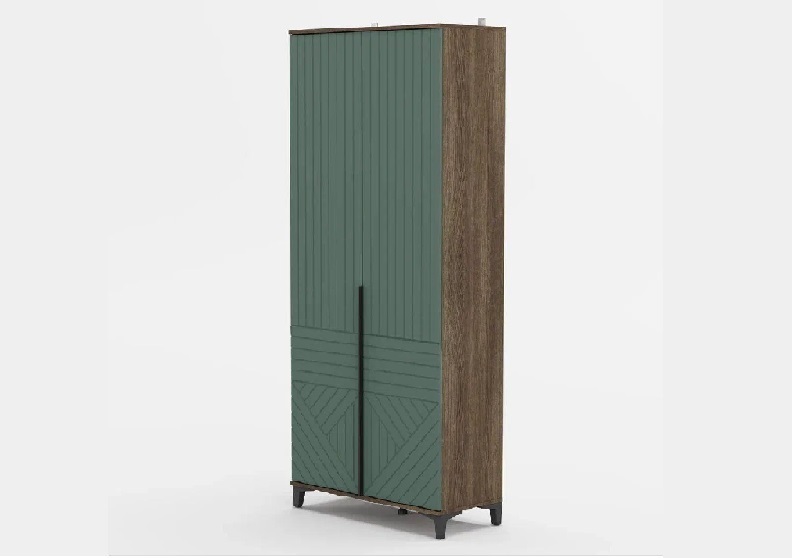 Шкаф Палау распашной 2-ств.  (ШхВхГ: 900х2100х500мм) МДФ Эвкалипт софт/ЛДСП Табак