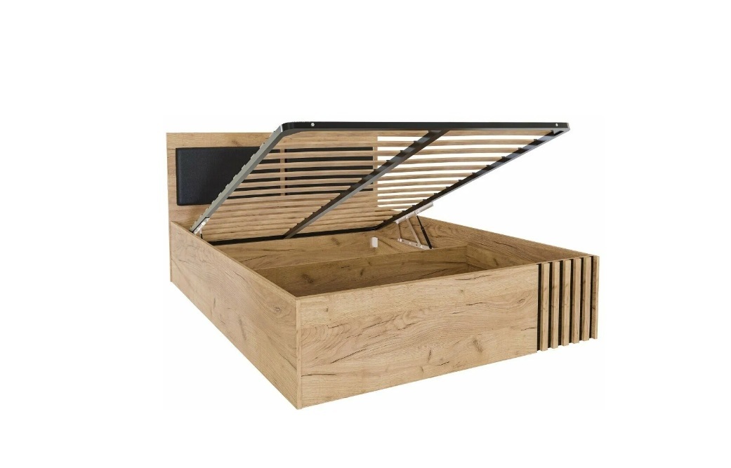 Кровать Бриона 1,4 ЛДСП цвет Дуб золотой/Венге (ШхВхГ: 1445х850х2052 мм) с подъёмным механизмом, без матраса