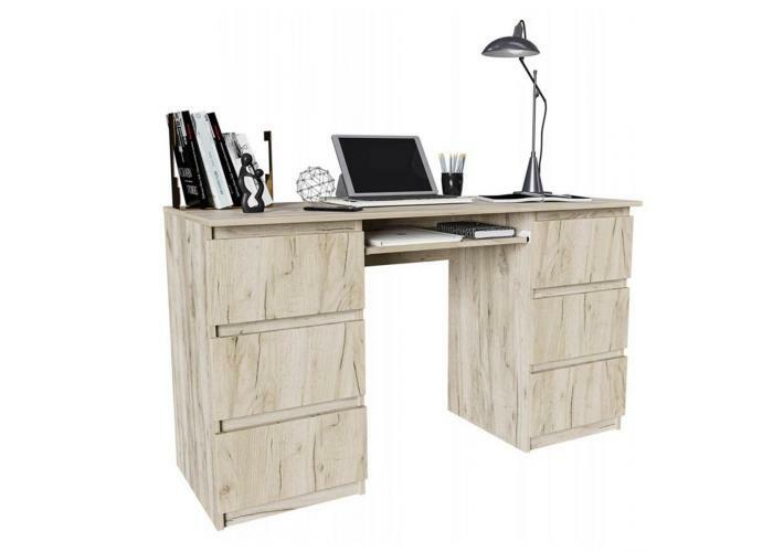 Норд Стол письменный №1 ЛДСП цвет Дуб Крафт серый (ШхВхГ: 1354х770х500 мм), 6 ящиков
