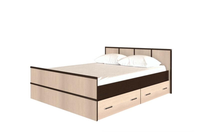 Кровать Сакура Венге/Лоредо&nbsp; 1,6  с 2-мя ящиками (1750х860х2034мм)