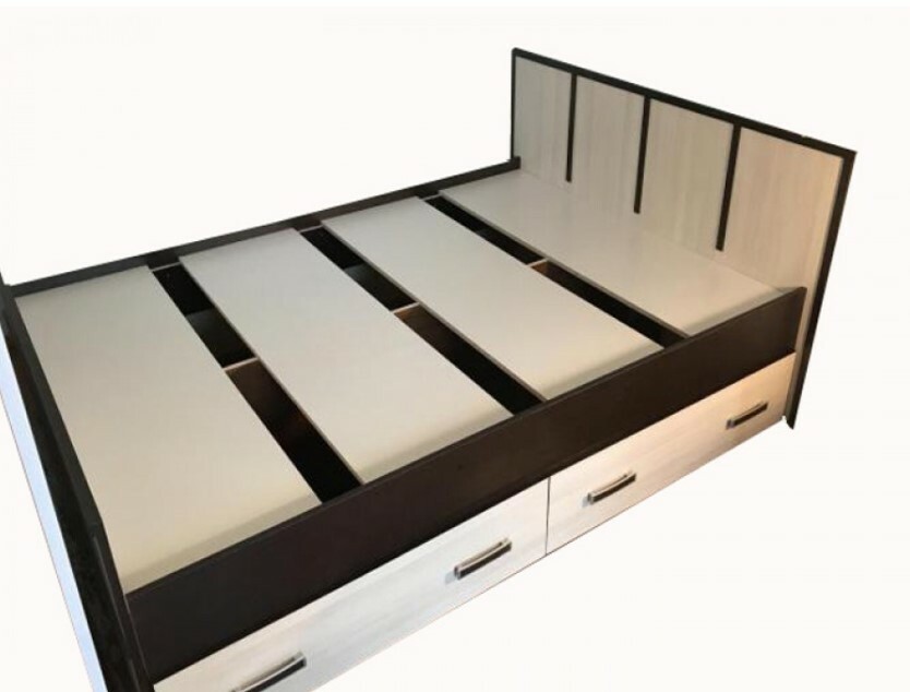 Кровать Сакура Венге/Лоредо 1,4 с 2-мя ящиками&nbsp; (1550х860х2034мм)