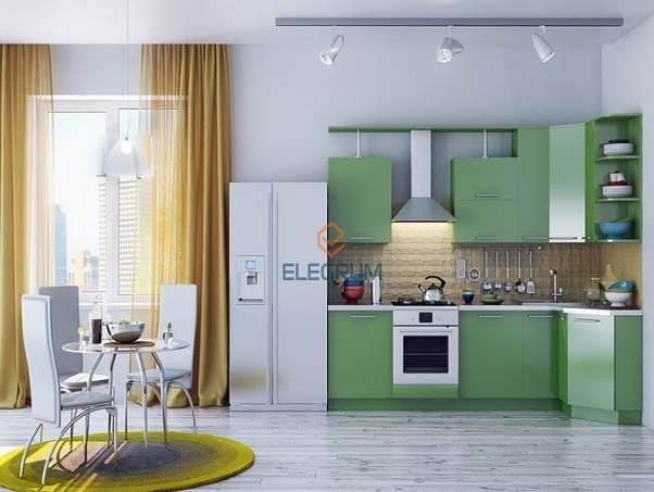 Дизайн-проект зеленой кухни №13<br>