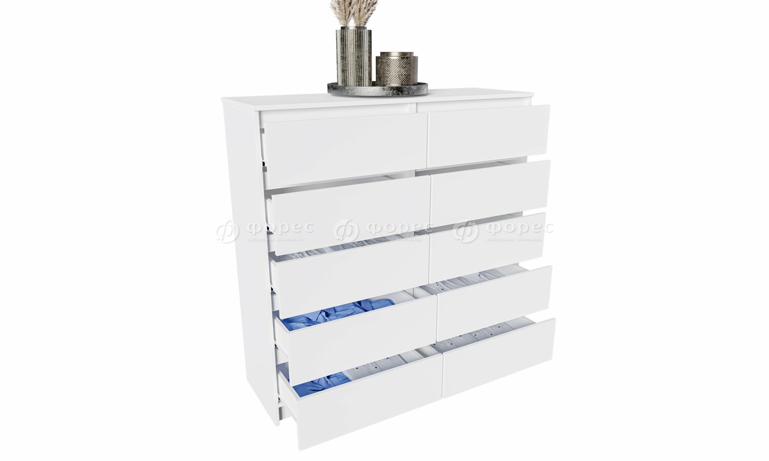 Норд Комод №6 ЛДСП белый (ШхВхГ: 1204х1213х400 мм), 10 ящиков