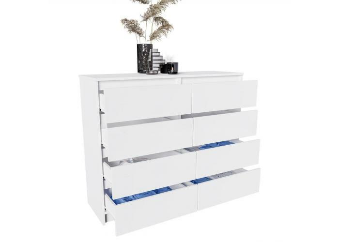 Норд Комод №4 ЛДСП белый (ШхВхГ: 1204х990х400 мм), 8 ящиков