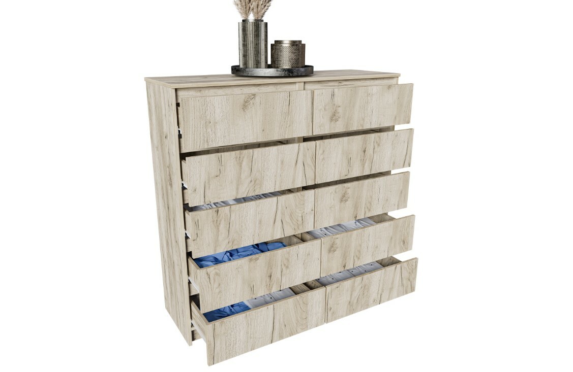 Норд Комод №6 ЛДСП цвет Дуб Крафт серый (ШхВхГ: 1204х1213х400 мм), 10 ящиков