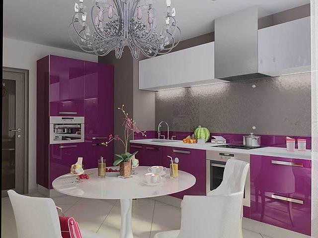 Дизайн-проект фиолетовой кухни №2<br>