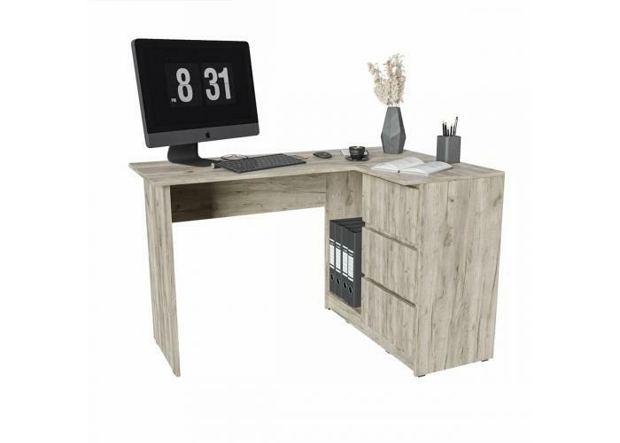 Норд Стол письменный №4 угловой ЛДСП цвет Дуб Крафт серый (ШхВхГ: 1244x766x849 мм), универсальная сборка на любую сторону