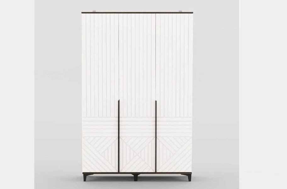 Шкаф Палау распашной 3-ств. (ШхВхГ: 1352х2100х500мм) МДФ Белый софт/ЛДСП Табак