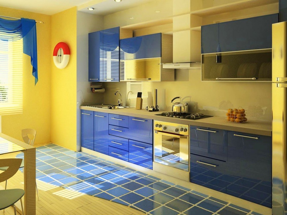 Дизайн-проект голубой кухни №8<br>