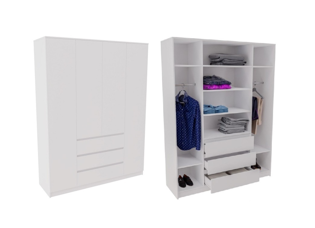 Норд Шкаф 1,6 ЛДСП белый (ШхВхГ: 1604х2100х500 мм)