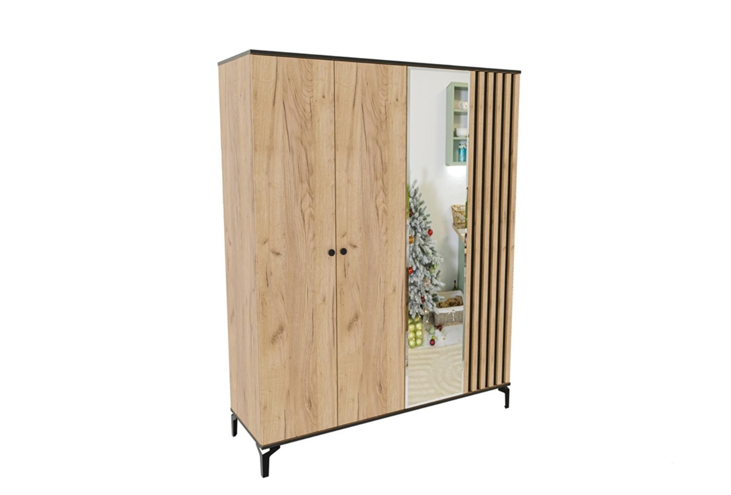 Шкаф распашной Бриона 4-створч. ЛДСП цвет Дуб золотой/Венге (ШхВхГ: 1554х1932х500 мм)