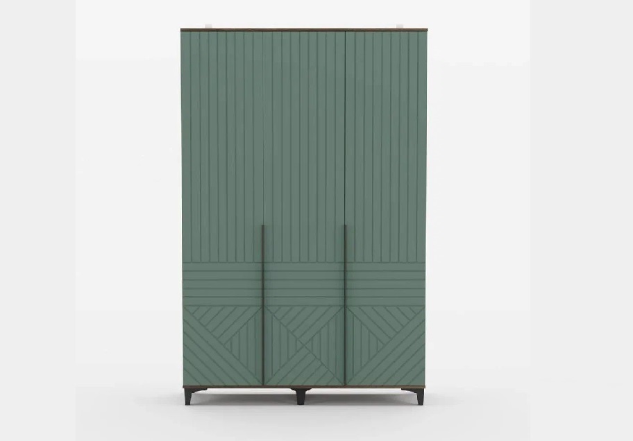 Шкаф Палау распашной 3-ств. (ШхВхГ: 1352х2100х500мм) МДФ Эвкалипт софт/ЛДСП Табак