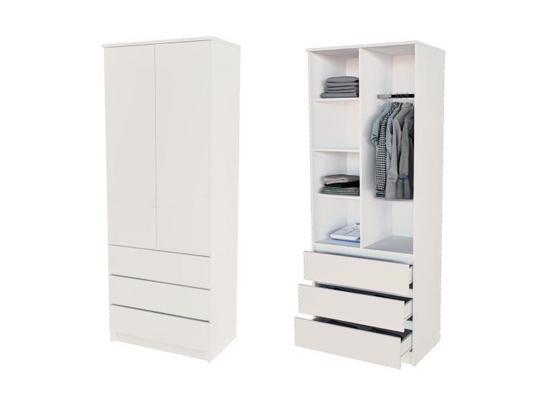 Норд Шкаф 0,8 ЛДСП белый (ШхВхГ: 804х2100х500 мм )