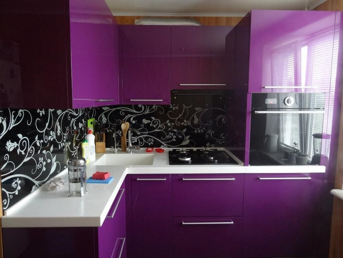 Дизайн-проект фиолетовой кухни №1<br>