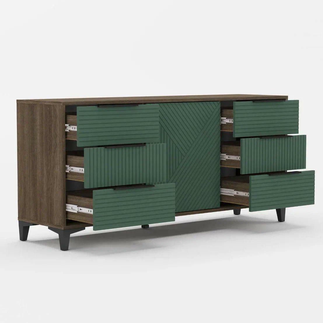 Комод Палау (ШхВхГ: 1502х700х400мм) МДФ Эвкалипт софт/ЛДСП Табак