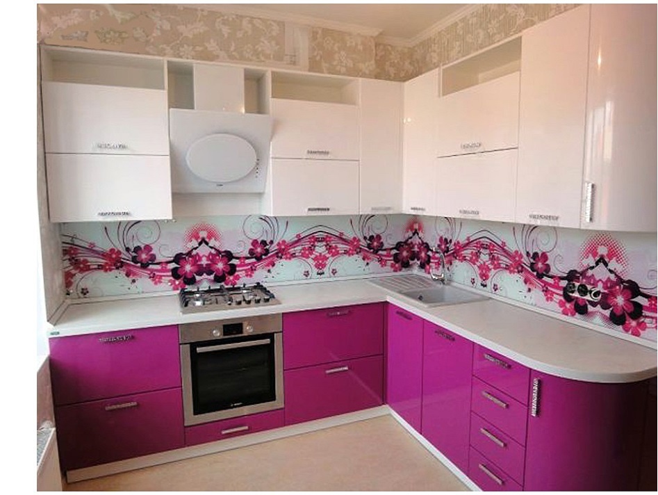Дизайн-проект фиолетовой кухни №14<br>