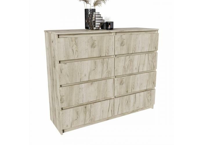 Норд Комод №4 ЛДСП цвет Дуб Крафт серый (ШхВхГ: 1204х990х400 мм), 8 ящиков