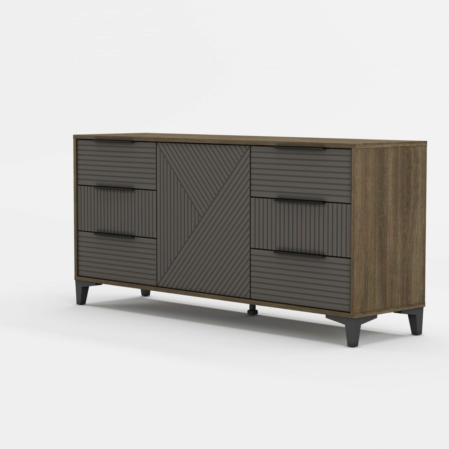 Комод Палау (ШхВхГ: 1502х700х400мм) МДФ Грей софт/ЛДСП Табак