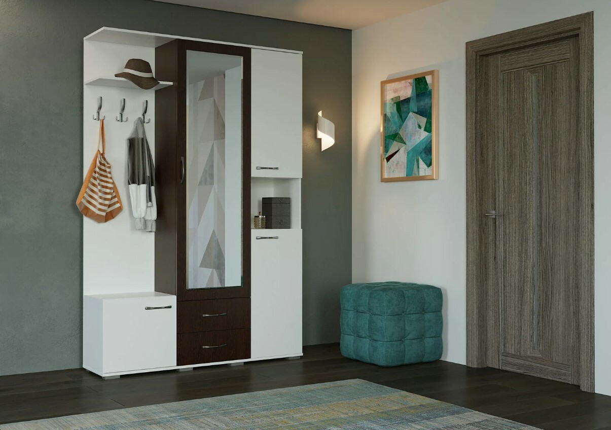 Прихожая 1400мм "Осло-2" ЛДСП цвет Белый/Венге