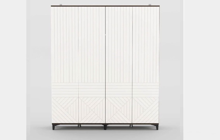 Шкаф Палау распашной 4-ств. (ШхВхГ: 1802х2100х500мм) МДФ Белый софт/ЛДСП Табак