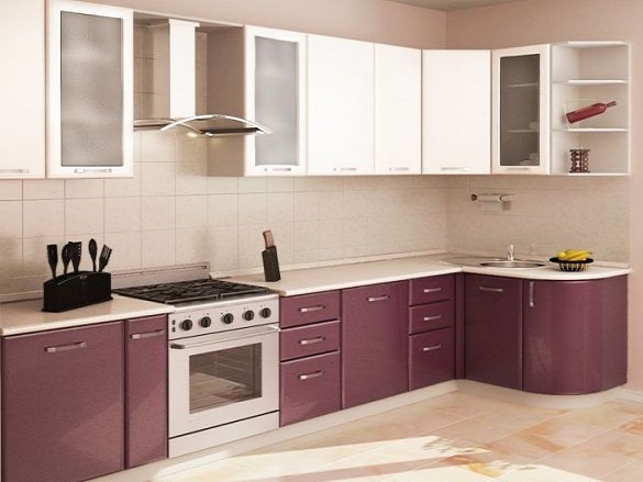 Дизайн-проект фиолетовой кухни №8<br>