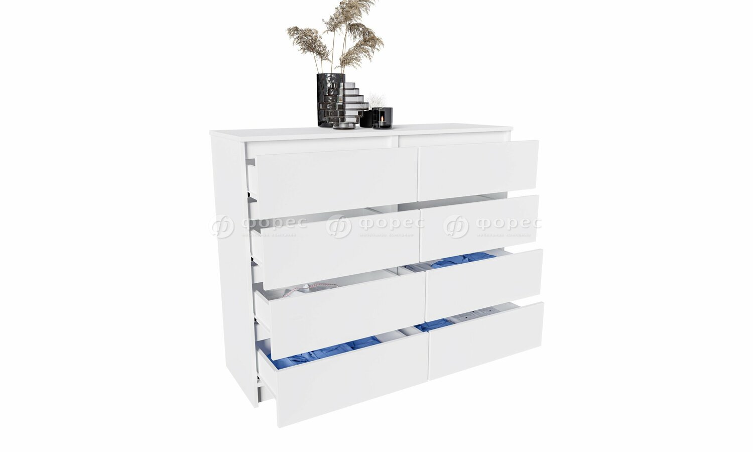 Норд Комод №4 ЛДСП белый (ШхВхГ: 1204х990х400 мм), 8 ящиков