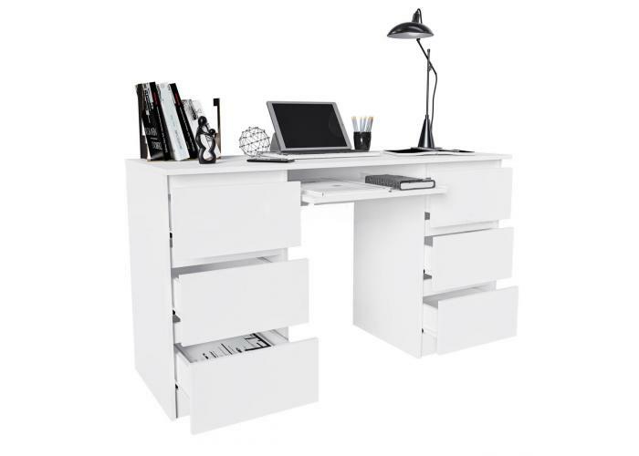 Норд Стол письменный №1 ЛДСП белый (ШхВхГ: 1354х770х500 мм), 6 ящиков