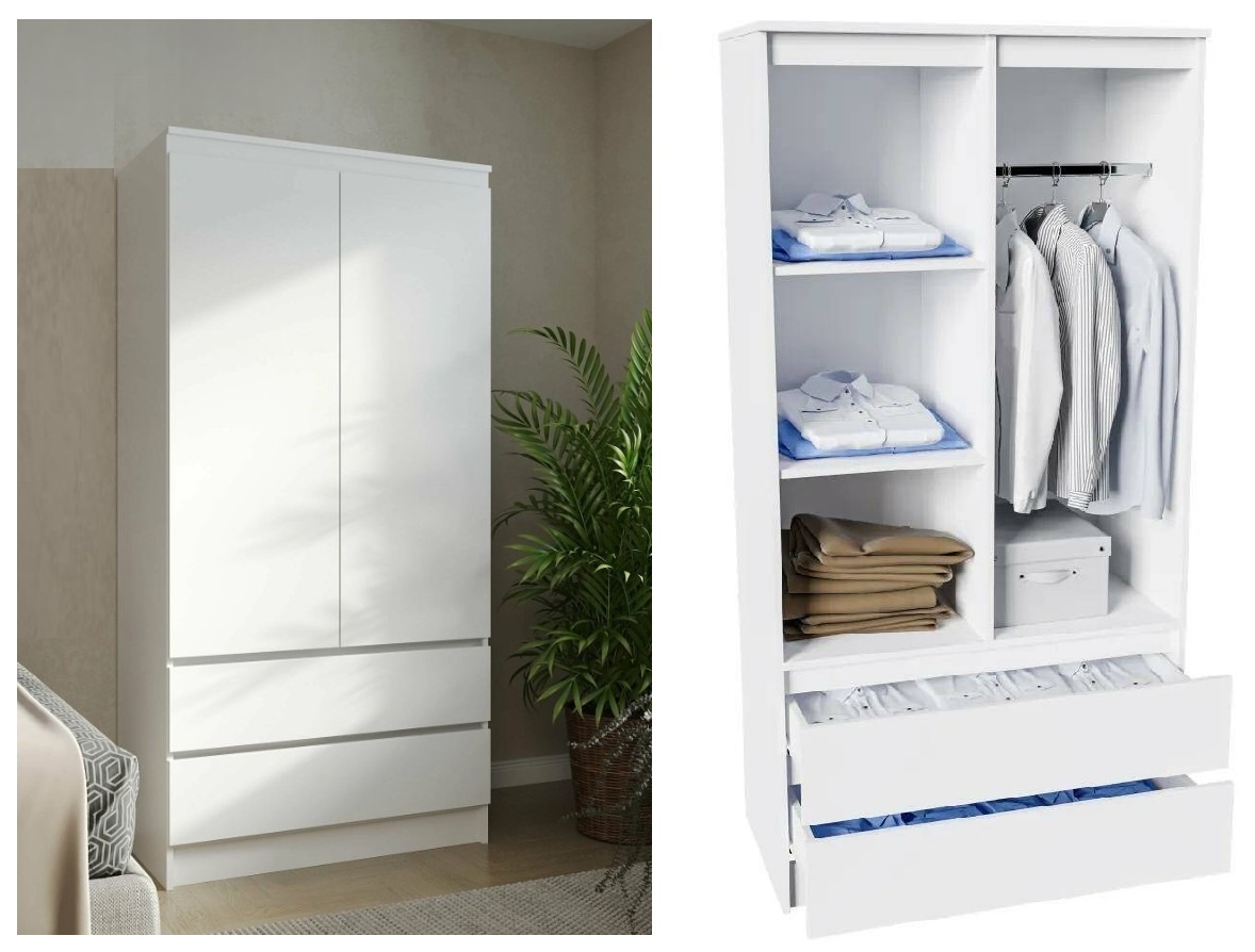 Норд Шкаф 0,9 ЛДСП белый (ШхВхГ: 904х1800х500 мм )