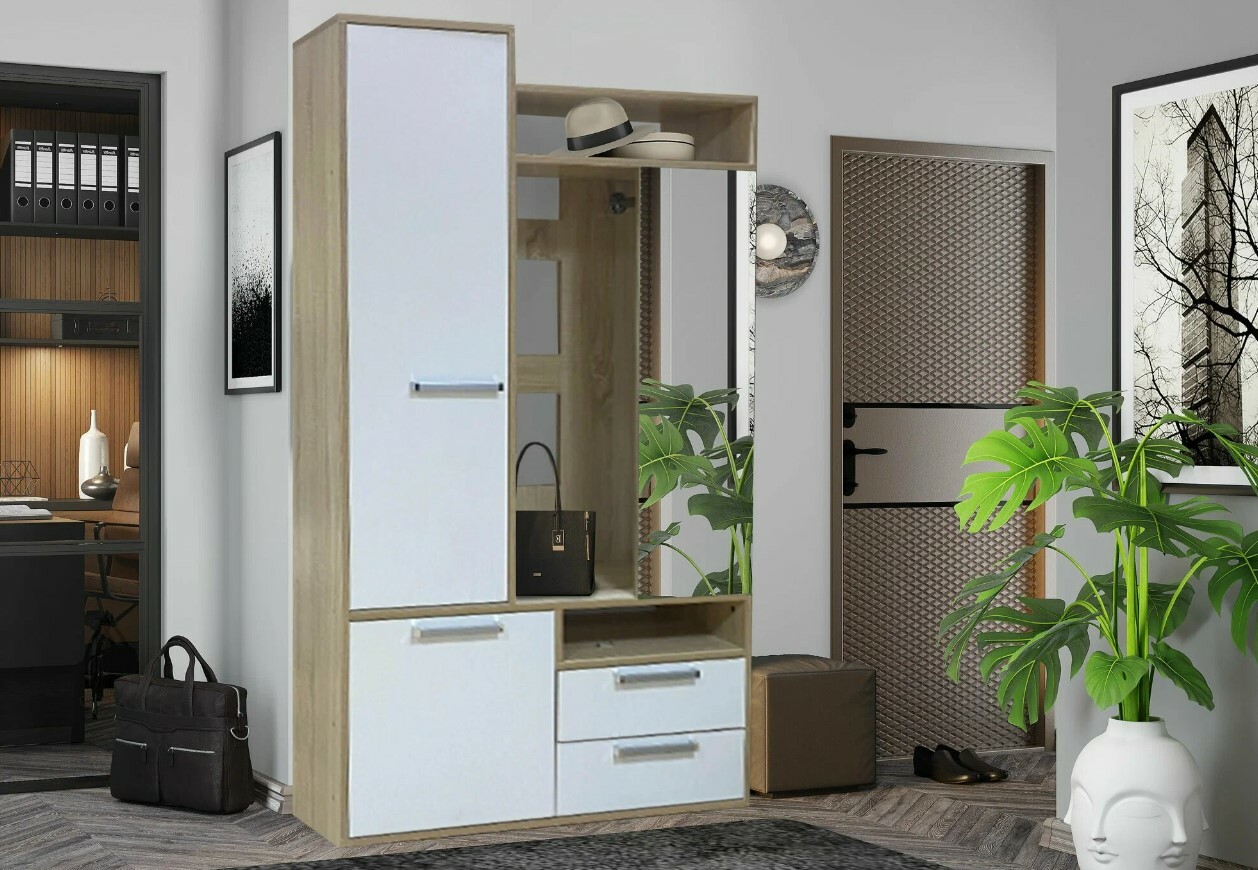 Прихожая 1,2 Ница Белый/Сонома