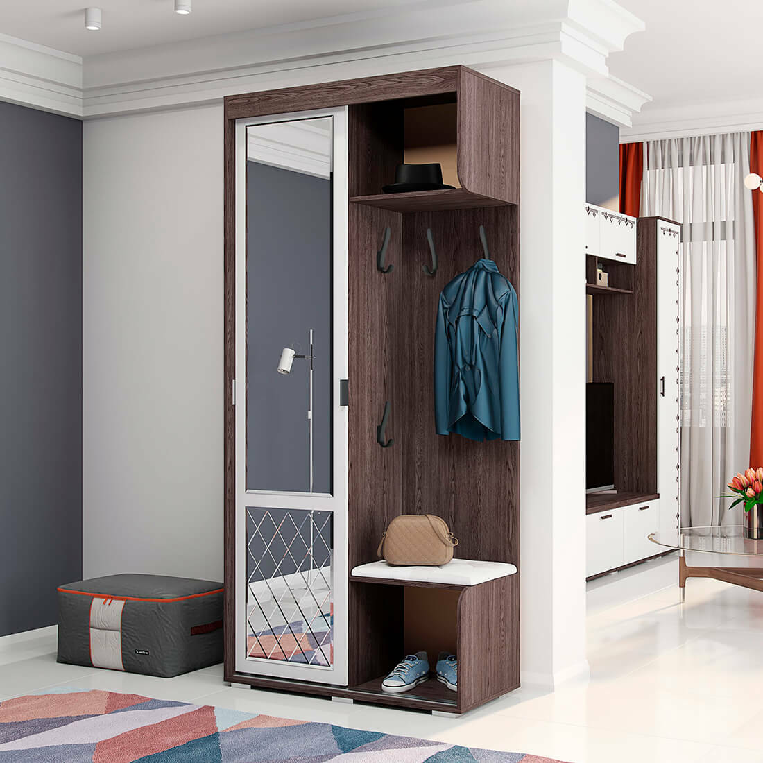 Прихожая Варда 1,0м ЛДСП Белый/Ясень темный Прихожая Варда 1,0м ЛДСП Белый/Ясень темный