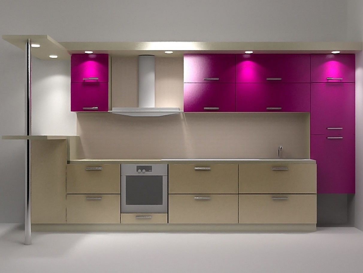 Дизайн-проект фиолетовой кухни №10<br>