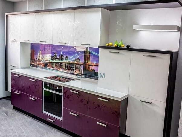 Дизайн-проект фиолетовой кухни №18<br>