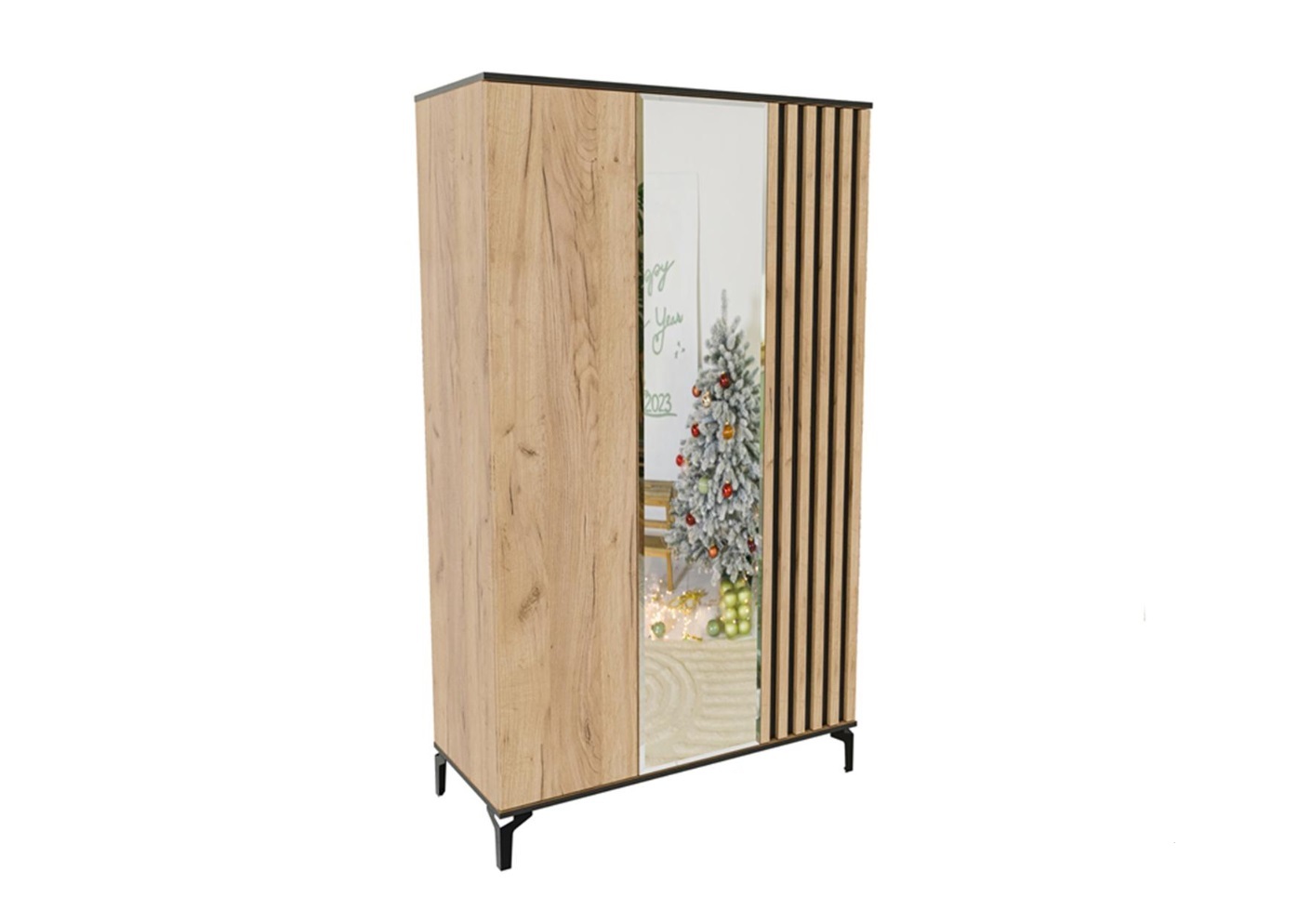 Шкаф распашной Бриона 3-створч. ЛДСП цвет Дуб золотой/Венге (ШхВхГ: 1155х1932х500 мм)