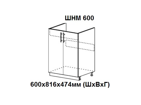 ШНМ 600 Ксения/Техно&nbsp; под накладную мойку&nbsp;(без столешницы)