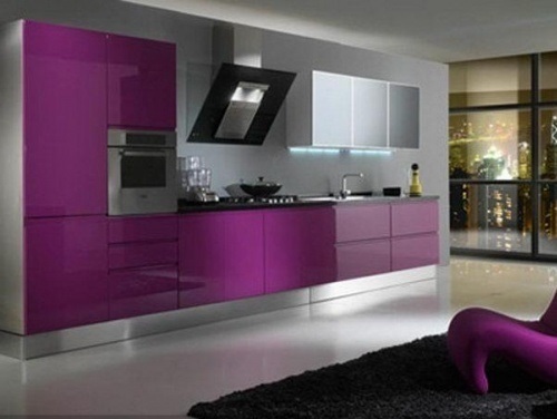 Дизайн-проект фиолетовой кухни №17<br>