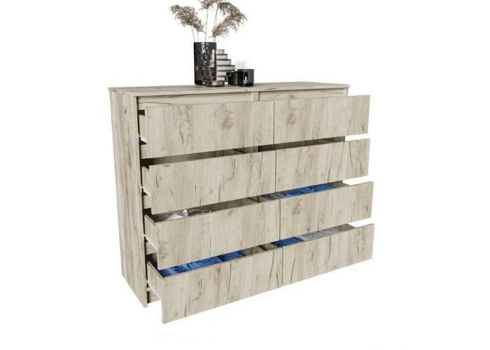 Норд Комод №4 ЛДСП цвет Дуб Крафт серый (ШхВхГ: 1204х990х400 мм), 8 ящиков