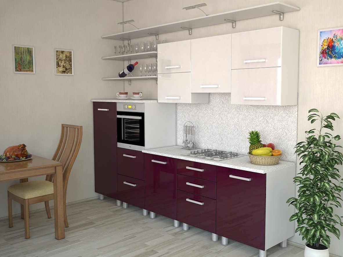 Дизайн-проект фиолетовой кухни №16<br>