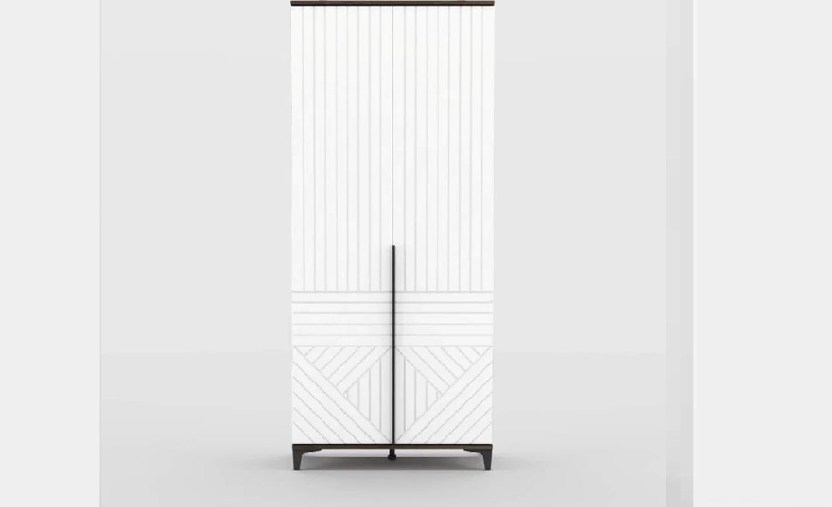 Шкаф Палау распашной 2-ств.  (ШхВхГ: 900х2100х500мм) МДФ Белый софт/ЛДСП Табак