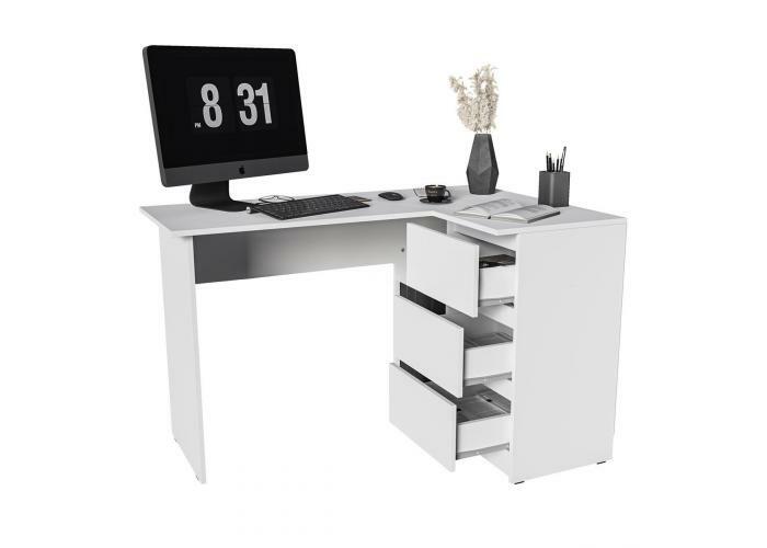Норд Стол письменный №4 угловой ЛДСП белый (ШхВхГ: 1244x766x849 мм), универсальная сборка налюбую сторону